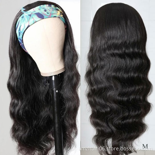 Wholesale Cheap Virgin Brazilian Cuticle Aligned 100%Human Hair Headband Wig 150% Density Glueless None Lace Wig For Black Women